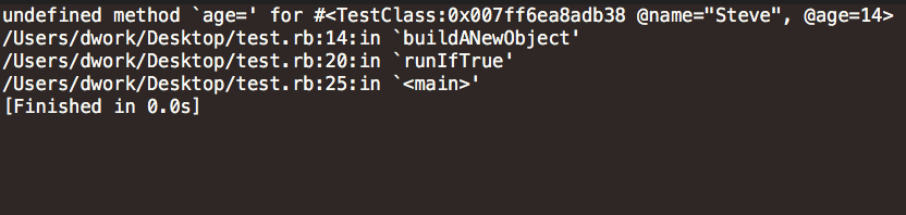 An example of a useful stack trace and error message.